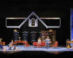 Life is busy at the Bechdel house (shown l to r: Jack Barrett, Lila Gold, Billy Hutton, Crissy Guerrero, James Lloyd Reynolds, Moira Stone) in “Fun Home,” presented by TheatreWorks Silicon Valley October 1-28 at the Mountain View Center for the Performing Arts.
NOTE: These children appear in performances on October 3, 5, 6, 7 (7pm), 9, 11, 12, 13 (8pm), 14 (2pm), 17, 19, 20 (8pm), 21 (2pm), 24 (7:30pm), 25 (2pm), 26, 27.