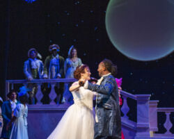 Ella (Christina Lea) and Prince Topher (Edward Clark) waltz at the ball in “Rodgers + Hammerstein’s Cinderella,” presented by Foothill Music Theatre July 18 – August 4, 2019.