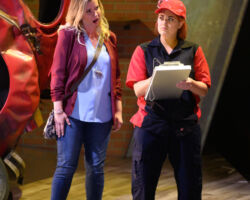 Pictured (L-R): Anne-Marie MacIntosh as Diana and Brennan Blankenship as Brittomara, a shape-shifting devil appearing here as an auto mechanic, in the world premiere of "If I Were You" by Jake Heggie and Gene Scheer, presented by Merola Opera Program, August 1-6 at the Herbst Theatre in San Francisco.
