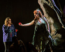 Pictured: Esther Tonea (left) as Diana and Cara Collins (right) as Brittomara, a shape-shifting devil in the world premiere of "If I Were You" by Jake Heggie and Gene Scheer, presented by Merola Opera Program, August 1-6 at the Herbst Theatre in San Francisco.