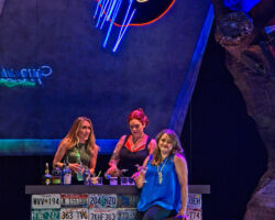 Pictured (L-R:) Patricia Westley as Selena, Cara Collins as Brittomara, a shape-shifting devil appearing as a bartender, and Esther Tonea as Diana in the world premiere of "If I Were You" by Jake Heggie and Gene Scheer, presented by Merola Opera Program, August 1-6, 2019 at the Herbst Theatre in San Francisco.