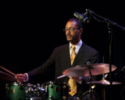 Famed jazz pianist Marcus Roberts, NEA Jazz Master drummer Jason Marsalis (pictured), and bassist Marty Jaffe will bring a modern interpretation to George Gershwin’s "Rhapsody in Blue" in California Symphony's "Gershwin in New York" concerts, Jan. 27-28, 2024 at the Lesher Center for the Arts in Walnut Creek.