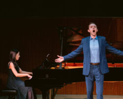 Pianist Hyemin Jeong (Merola '23) returns as one of the 29 young artists selected for the 2024 Merola Opera Program. <strong>Seen here (L-R): Pianist Hyemin Jeong and baritone Samuel Kidd performing Gabriel Fauré's "L'hiver a cessé" in Merola Opera Program's "Metamorphosis: Recovery, Renewal, and Rebirth," presented June 29, 2023.</strong>