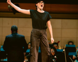 Mezzo-soprano Lucy Altus as Siebel in Gounod's "Faust" in Merola Opera Program's Schwabacher Summer Concert July 11 and July 13, 2024 at the San Francisco Conservatory of Music Caroline H. Hume Concert Hall.
