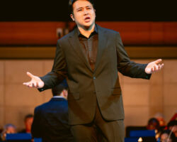 Baritone Sihao Hu as Marcello in Puccini's "La bohème" in Merola Opera Program's Schwabacher Summer Concert July 11 and July 13, 2024 at the San Francisco Conservatory of Music Caroline H. Hume Concert Hall.