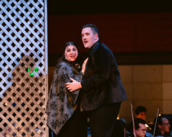 Soprano Alexa Frankian as Mimì and tenor Nathan Bryon as Rodolfo in Puccini's "La bohème" in Merola Opera Program's Schwabacher Summer Concert July 11 and July 13, 2024 at the San Francisco Conservatory of Music Caroline H. Hume Concert Hall.