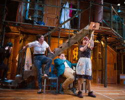 San Francisco Playhouse presents "Noises Off" September 25 – November 8, 2025. Seen here is San Francisco Playhouse's 2017 production of "Noises Off," featuring Monica Ho, Nanci Zoppi, Craig Marker, and Kimberly Richards.