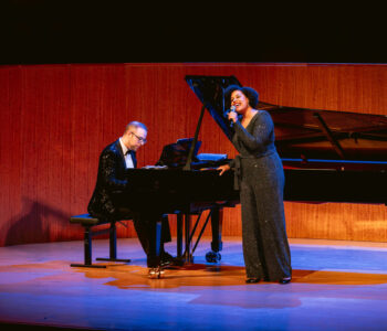 Curator of Merola Opera Program's "A Grand Night for Singing – An American Songfest" pianist and Merola alum Ronny Michael Greenberg (Merola ’14, left), piano, and soprano Charlotte Siegel perform "At Last" at Merola Opera Program's song recital.