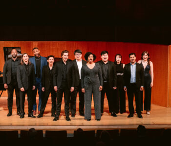 Select Merolini perform with curator of Merola Opera Program's "A Grand Night for Singing – An American Songfest" pianist and Merola alum Ronny Michael Greenberg (Merola ’14, left).