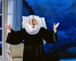 Le Comte Ory (Minghao Liu), disguises himself as a nun in Merola Opera Program’s "Le Comte Ory," Jul. 31 & Aug. 2, 2025, at the San Francisco Conservatory of Music’s Caroline H. Hume Concert Hall.