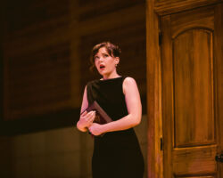 Mezzo-soprano Ruby Dibble portrays Sara, alone in her apartment and anxious about the dangers Roberto faces in Donizetti’s "Roberto Devereux," part of Merola Opera Program’s Schwabacher Summer Concert: "It’s Complicated – Love & Opera," July 10 and 12, 2025, at the San Francisco Conservatory of Music’s Caroline H. Hume Concert Hall.