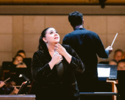 Soprano Alexa Frankian, as Suor Angelica, believes she hears her son calling to her in Puccini’s "Suor Angelica," featured in Merola Opera Program’s Schwabacher Summer Concert: "It’s Complicated – Love & Opera," July 10 and 12, 2025, at the San Francisco Conservatory of Music’s Caroline H. Hume Concert Hall.