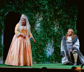 Soprano Adia Evans as Prima Donna/Ariadne and tenor Matthew Sink as The Tenor/Bacchus in Merola Opera Program's "Ariadne auf Naxos," performing Thursday, July 30 and Saturday, August 1 at the San Francisco Conservatory of Music’s Caroline H. Hume Concert Hall.