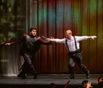 Baritone Raúl Morales Velazco as Escamillo and tenor Charles Styles as Don José in Merola Opera Program's "La Tragédie de Carmen," performing July 9 and 11, 2026 at the San Francisco Conservatory of Music’s Caroline H. Hume Concert Hall.